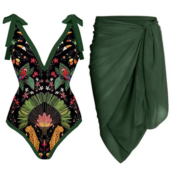 

women's swimwear vintage women swimsuit deep v green swimwear cover up female retro holiday beachwear summer surf wear 230224, White;black
