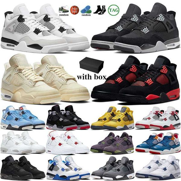 

with box 4 4s basketball shoes women men military black canvas cats red thunder oreo canyon purple messy room midnight navy mens trainers