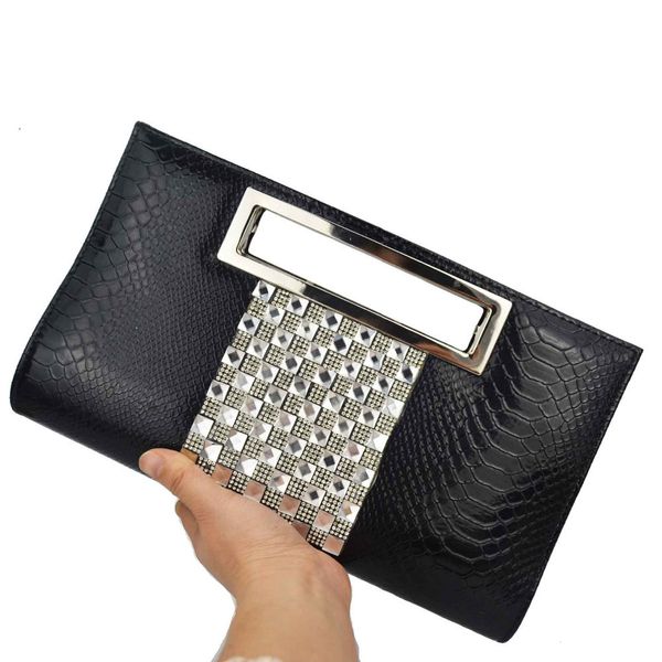 

evening bags black wristlets female synthetic leather crystal messenger pearlite layer chain day clutches 230225