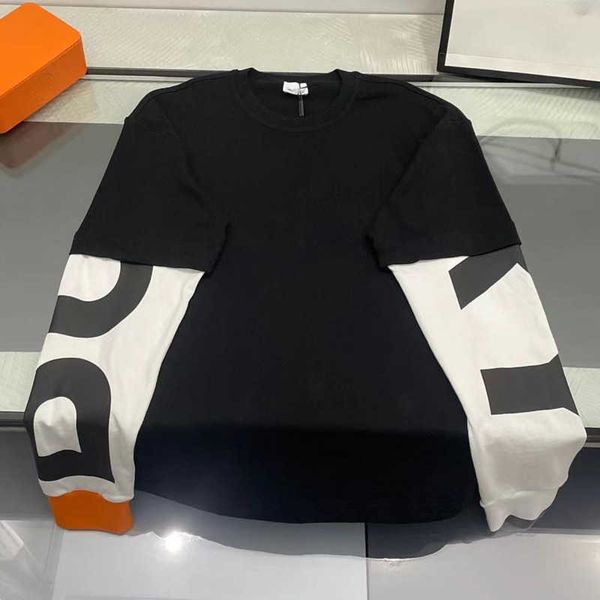 

men's plus size hoodie designer sweater classic plaid stitching pound neck pullover men and women loose sweatshirt contrasting color ho, Black
