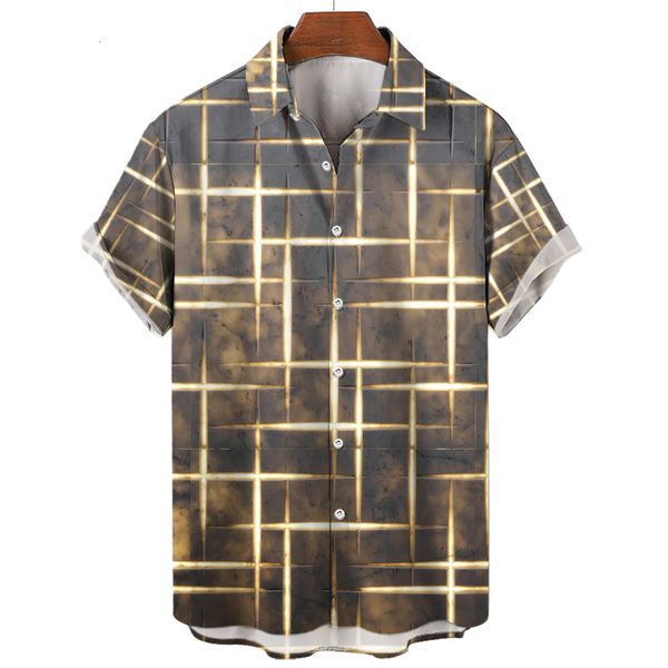 

men's casual shirts 2023 luxury hawaiian geometric pattern 3d print painting style short sleeve man plus size travel xs5xl 230224, White;black