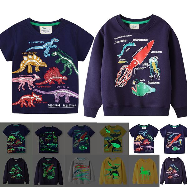 

tshirts tshirt boys cartoon dinosaur printluminous tees clothes kids fashion summer tshirtchildren sweatshirt 27y clothing 230225, Blue