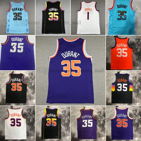 

printed 2023 new basketball jersey 35 kevin 1 devin durant booker name number away breathable sport sale high quality, Black;red
