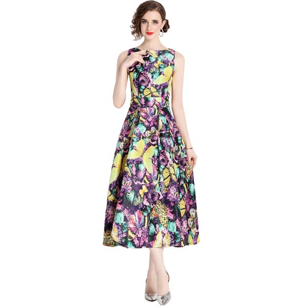 

summer floral printed birthday dinner dress women designe slim party vest midi dress for special occasion 2023 ladies cocktail robe loose bi, Black;gray