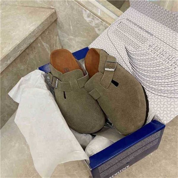 

slippers 2022 slippers boston baotou lazy people comfortable anti fur cork leather slippers9xwg, Black