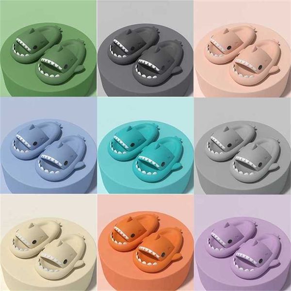 

men women shark slippers summer sandales home anti-skid solid color couple parents kids outdoor cool indoor household funny slippers sandals, Black