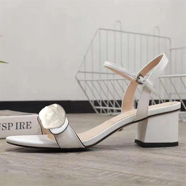 

luxury atmosphere designer sandals for women white black puppy mid simple slingback ladies wedding shoes coarse thick heeled chunk290b