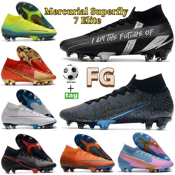 

mercurial superfly 7 elite fg mens soccer cleats shoes leather black white gold red speed volt bright crimson blue vo260t