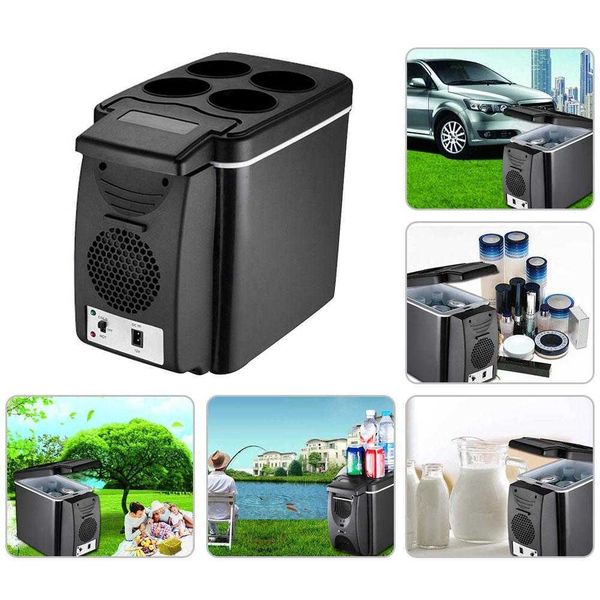 

refrigerator 12v mini fridge 6 l portable cooling warming er dual-use insulated cooler box container for auto car r230225