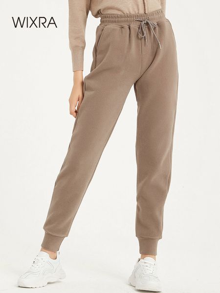 

women's pants s wixra women casual velvet winter lady's thick wool clothing lace-up long trousers 230225, Black;white