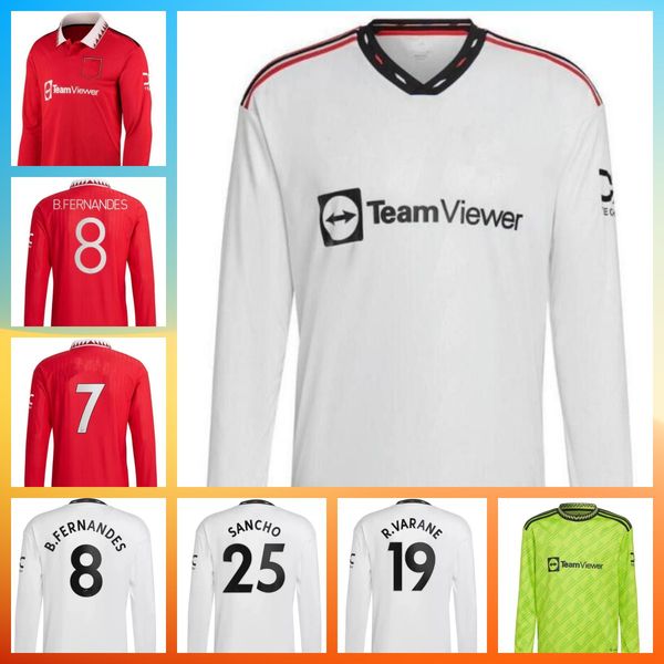 

long sleeve 22 23 antony sancho soccer jersey player #7 casemiro fernandes martinez shaw rashford malacia eriksen football shirt 2022 2023 u, Black;yellow