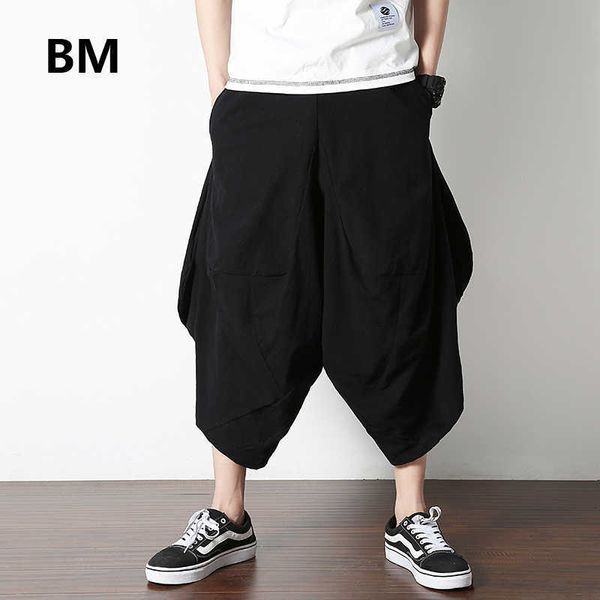 

men's pants 2020 summer fashion bloomers men chinese style hip hop harem pants loose plus size cropped pants 5xl black crosspants male