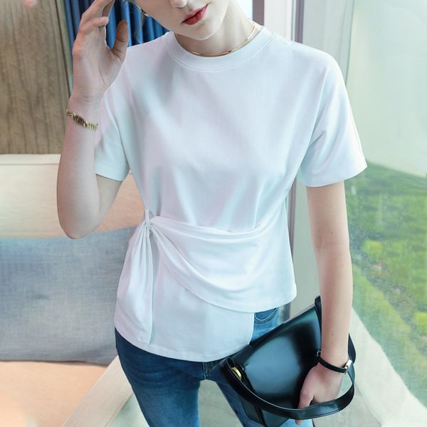

women's tshirt 2023 women tshirt bandage style design female spring summer crop clothes fashion bodysuit tees y2k goth 230225, White