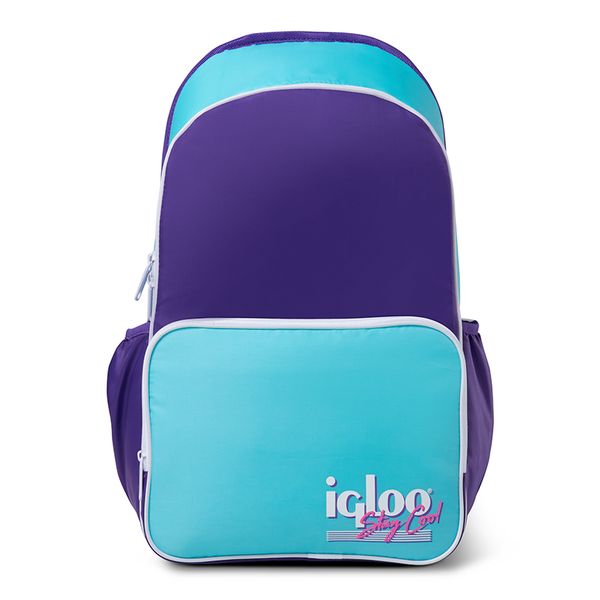 

igloo 20 can retro backpack soft sided cooler purple compass