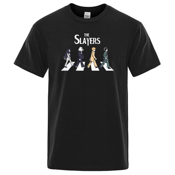 

men's t-shirts japanese anime men funny harajuku streetwear short sleeve men's tee shirt summer cotton t shirt the slayers print, White;black