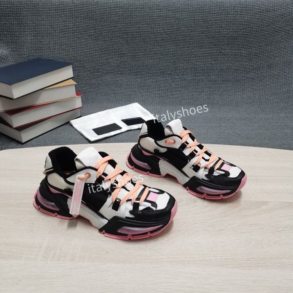 

luxury fashion boots brands women leather sneakers mesh lace-up casual shoes outdoor trainer sneakers size35-41, Black