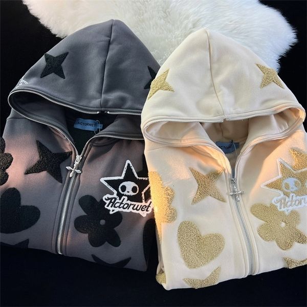 

womens hoodies zip up hoodie women y2k kawaii harajuku clothes full gothic web sweatshirt hip hop grunge oversized jacket coat 230224, Black