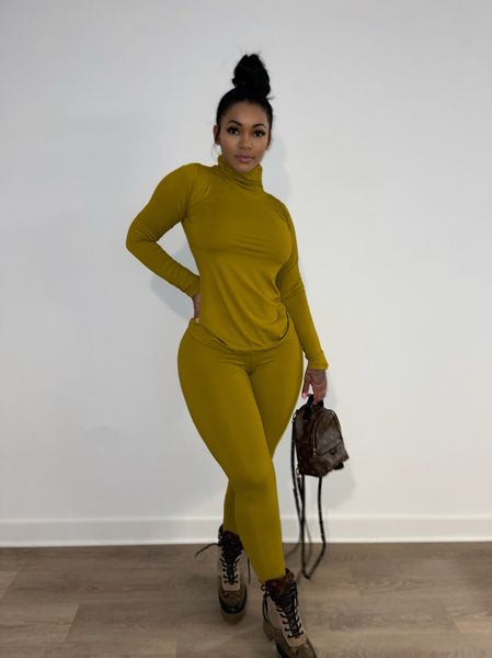 

women's two piece pants soft wear solid autumn tracksuit women casual turtleneck long sleeve pullover and pants slim two piece set basi, White