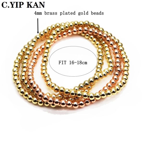 

designer jewelry beaded bracelet love color oil screw buckle connection 4mm gold plated 18k gold copper beads women's jewelry bracelet, Black
