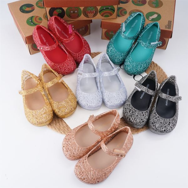 

sandals spring summer 2023 mini melissas bird s nest children s jelly shoes baby girls shiny kids fragrant beach 230224, Black;red