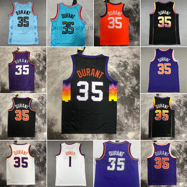 

printed 2023 new basketball jersey 35 kevin 1 devin durant booker name number away breathable sport sale high quality, Black;red