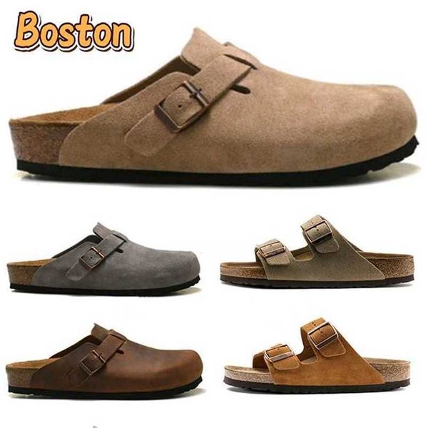 

Boston Clogs Slippers women Designer Sandals Slides Germany Sandal fur slide mens Shoes womens Leather Suede Taupe slipper Arizona Tow-strap SandalFX55, 9# oiled leather habana brown