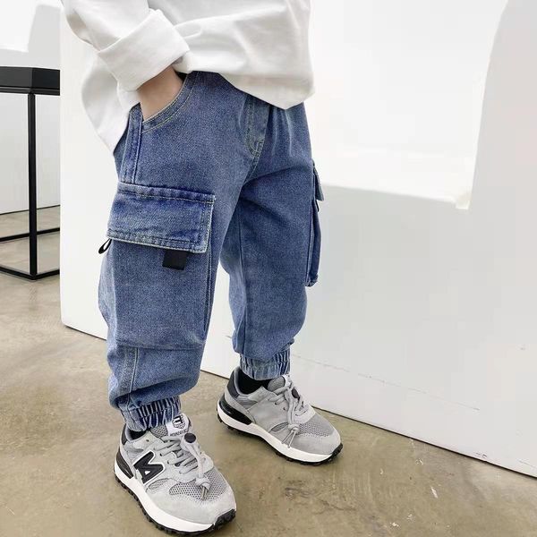 

jeans boys autumn and winter children loose boy tooling denim pants 230224, Blue