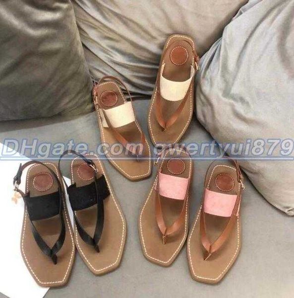

qwertyui879 fashion branded sandal women summer woody mules fflat slipper deisgner lady lettering fabric outdoor leather sole slide flip-flo, Black