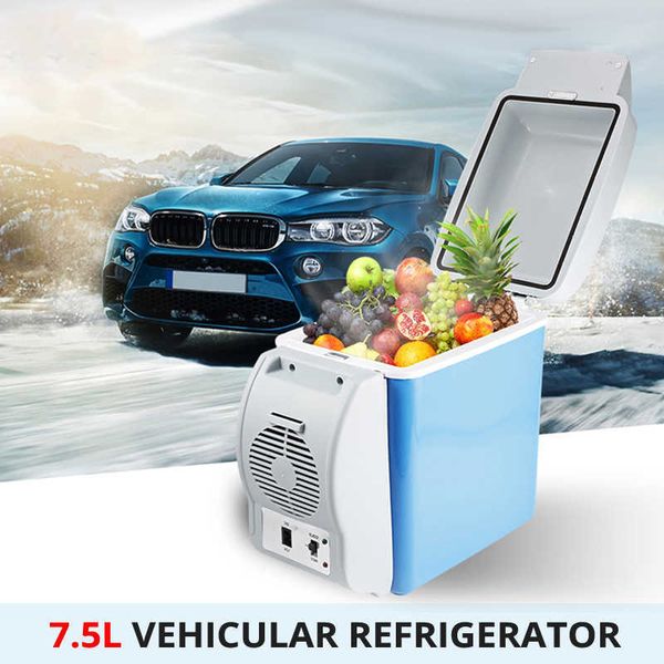 

7.5l mini refrigerator dc12-24v/ac220v er heating fridge icebox portable for car home picnic cooler warmer r230225