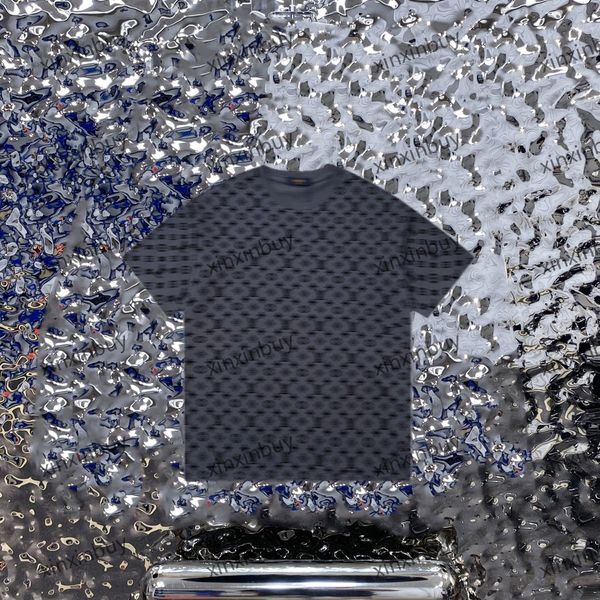 

xinxinbuy men designer tee t shirt 23ss flocking letter print short sleeve cotton women white black khaki grey xs-3xl, Black;brown