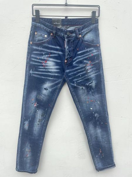 

classic printed embroidery designer mens jeans motorcycle hole luxury denim men's fashion street wear men designer pants, Blue