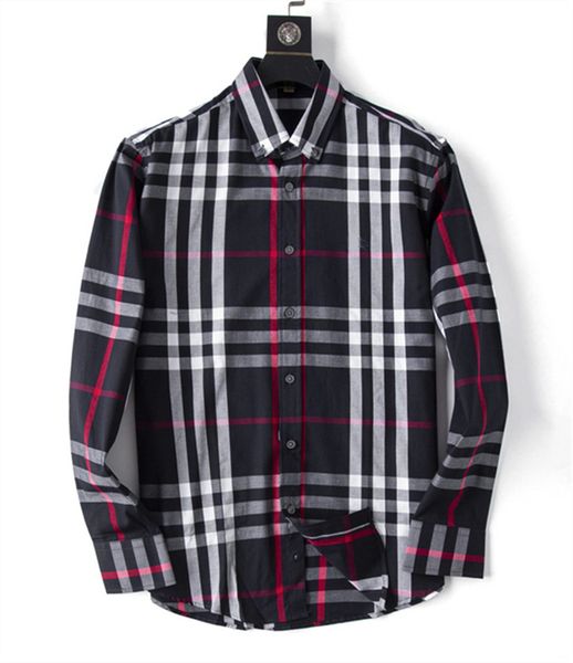 

2023 spring and autumn new men's shirt classic plaid outside the slim fit with everything british casual shirt designer luxury fashion, White;black