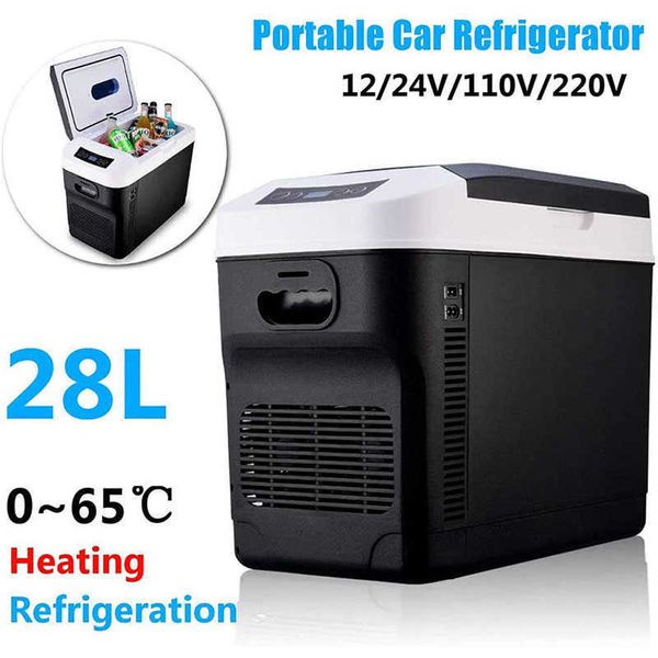 

28l mini fridges 12/24v car home dual use refrigerator protable drinks cooler heater for food drink 110/220v outdoor picnic r230225