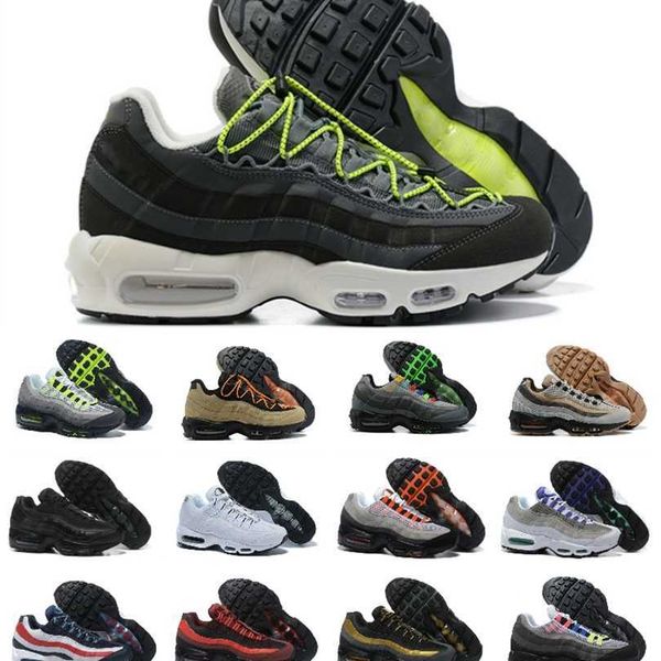 

classic 95 og mens running club shoes dark army 95s triple black white navy blue neon soft sole grey greedy 3.0 sneakers 20th anniversary gr