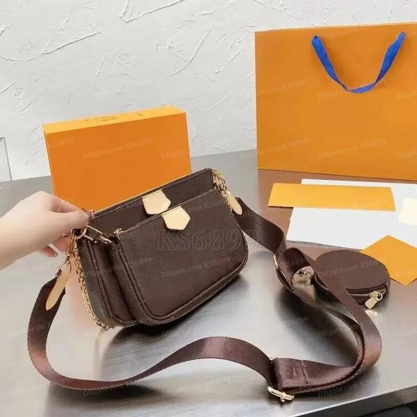 

designer shoulder bag multi pochette lady messenger bag removable round zipped coin purse triple luxury handbag clutch crossbody 3 piece set