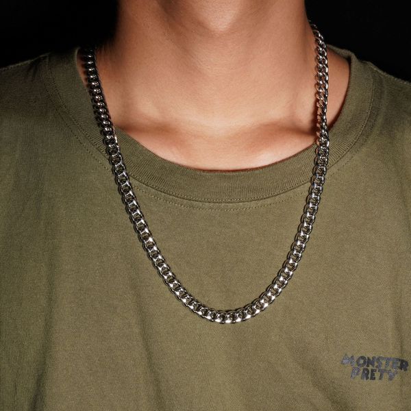 

fashion necklace men and women designer jewelry accessories classic hip hop cuban chain contracted deluxe necklace pendant, Silver