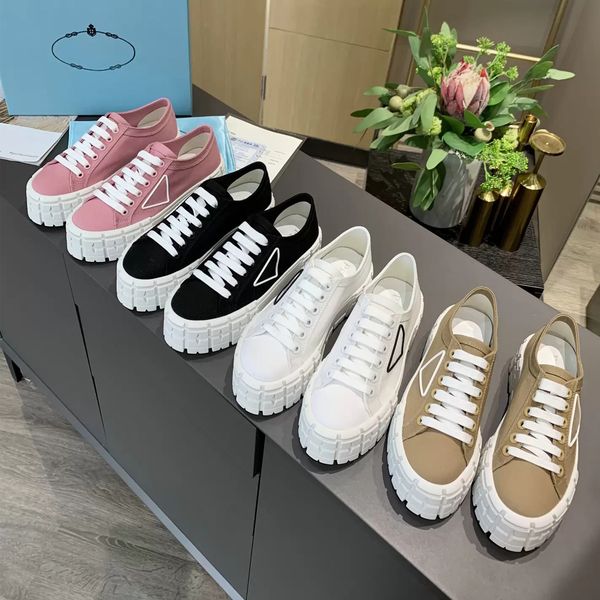 

casual shoes designer sneakers gabardine nylon brand wheel trainers luxury canvas sneaker fashion platform solid heighten shoe with box, Black