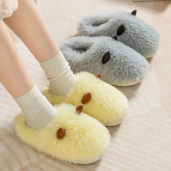 

slippers non slip soft home thick soled plush women slippers shoes warm long plush fulffy fur women slippers indoor women shoes slippers 230, Black