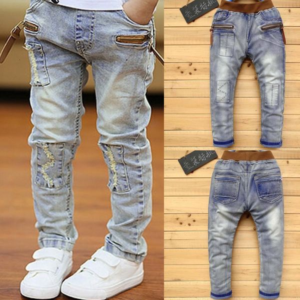 

jeans ienens 4 11 years boys clothes slim straight classic bottoms children denim clothing pants kids baby boy casual trousers 230224, Blue
