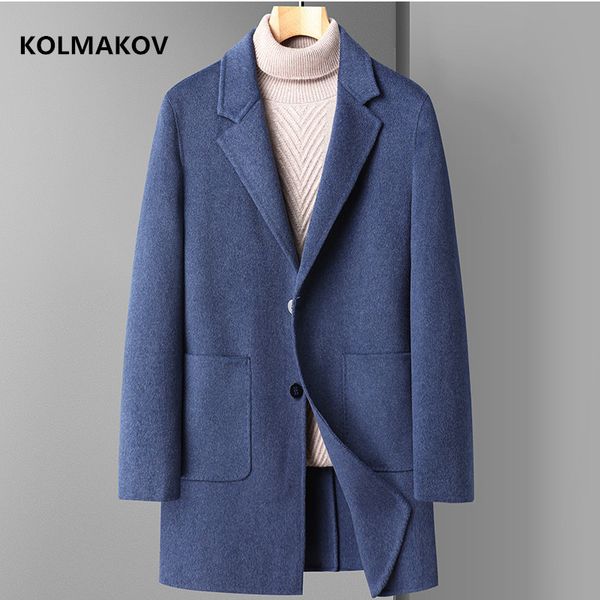 

men' blends arrival winter double-side coat wool jacket fashion trench men mens smart casual woolen jackets m-4xl 230225, Black