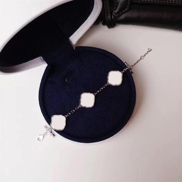 

fashion classic 4 leaf clover charm bracelets bangle chain agate shell mother-of-pearl for women&girl wedding mother' day jewelry 208c, Black