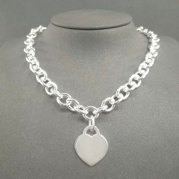 

s925 sterling silver necklace for women classic heart-shaped pendant charm chain necklaces luxury brand jewelry necklace q0603 34nc#
