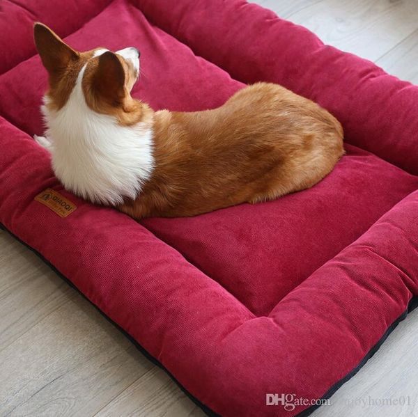 

Winter PP Cotton Pad Dog Bed Blanket Soft Fleece Pet Sleeping Bed Cover Mats Warm Summer Sofa Cushion Mattress For Small Large Dogs Cats UK5, As the pic show