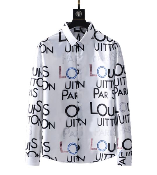 

men's casual spring and autumn high-quality classic fashion long-sleeved plaid business solid color embroidery cotton decorative shirt, White;black