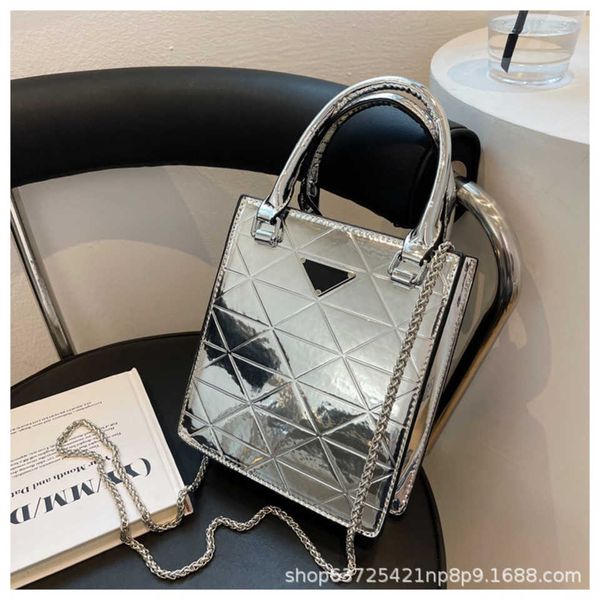 

2023 new shoulder bag women's personality laser leather diamond mini hand bright chain messenger baghigh