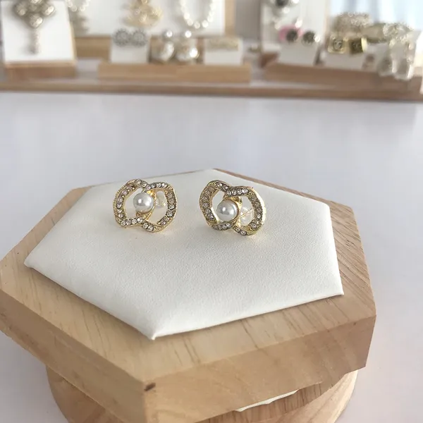 

double pearl earrings channel stud earrings diamond pearl dangle not fade 19 styles wedding jewelry womens teardrop 17bv2, Golden;silver