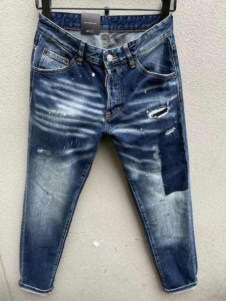 

men's jeans designer fashion slim fit washed motocycle denim pants panelled hip hop trousers, Blue