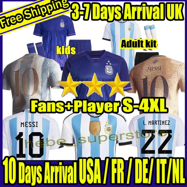 

3 star s-4xl fans player version 2022 2023 argentina soccer jerseys 22 23 messis mac allister dybala di maria martinez de paul maradona chil, Black
