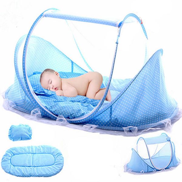 

crib netting baby bedding crib netting folding baby mosquito nets bed mattress pillow three-piece suit for 0-3 years old children 230225