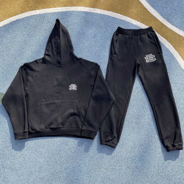

american hip hop hooded sweater men women hoodies ee designer hoodie pants suit print pullover hoody oversize coat mens tracksuits 4xl 5xl, Black